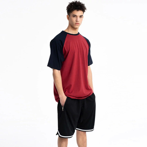 Conjunto de Camiseta y Pantalones Cortos de Manga Raglán para Hombre, de Algodón, Secado Rápido, Color Sólido, Dos Piezas, Estilo Casual, Ropa Urbana de Verano - Product Image 6