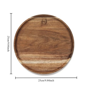 Bandeja redonda de madera para servir, bandeja rústica para desayuno o aperitivos, bandeja de madera multiusos, bandeja de madera para servir comida - Product Image 4