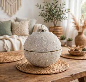 Caja Decorativa Esférica con Cuentas de Perlas Estilo Bohemio, con Tapa y Cubierta, Decoración para el Hogar, Sala de Estar, Mesa de Banquete de Boda - Product Image 1