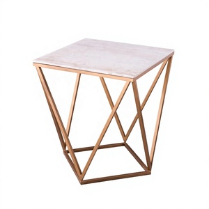 Mesa de centro, muebles modernos de mármol para sala de estar, decoración del hogar y la Oficina, parte superior de Color blanco y Base de Metal de Color dorado - Product Image 1