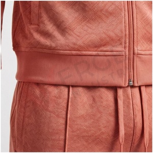 Ensemble de survêtement corail pour homme, manches longues, col montant, fermeture éclair sur le devant, couleur unie, respirant, coupe décontractée, pour l'automne - Product Image 5