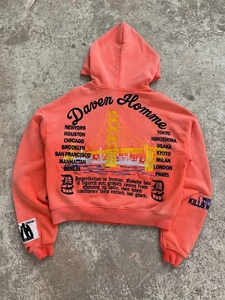 Sweat à capuche zippé déchiré pour femme, style streetwear, coupe courte, avec motif personnalisé, fabricant de sweats à capuche tendance - Product Image 2