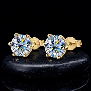 Venta al por Mayor de Joyería Fina de Lujo en Plata de Ley 925 con Diamantes VVS, Aretes de Moissanita con Diseño de Flor en Racimo de Varios Tamaños para Hombre - Product Image 3