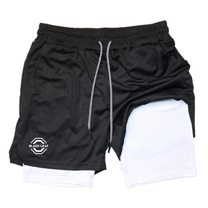Men Double <b>Layer</b> Fitness Shorts Men Fitness Gym Training 2 in 1 Sports Shorts Quick Dry Workout Jogging Double Deck Summer - Product Image 4