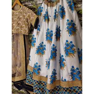 Blouse brodée de fleurs botaniques blanc Butta imprimé Lehenga vêtements indiens et pakistanais - Product Image 4
