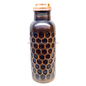 Pure <b>Copper</b> Hammered <b>Bottle</b> With Polish Finished Indian Hand Made Health Benefits <b>Copper</b> <b>Bottle</b> Metal <b>Drinking</b> Water <b>Bottle</b> - Product Image 3