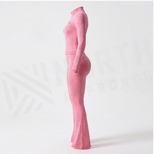 Conjunto de Yoga de 2 Piezas con Estampado de Leopardo Rosa, Cuello Alto, Pierna Ancha, Cintura Alta, Spandex, Poliéster, Ropa Deportiva - Product Image 1
