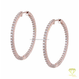 Boucles d'oreilles créoles classiques en moissanite, argent sterling 925 plaqué or, bijoux luxueux et étincelants pour femmes - Product Image 5
