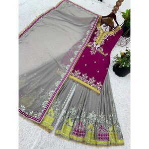 Robe de soirée de créateur avec broderie lourde, haut-plazzo et dupatta pour les occasions spéciales - Product Image 4