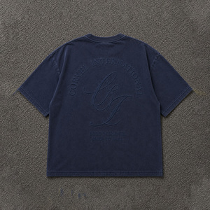 Personalised Logo Loose Fit men's <b>shirts</b> DTG Artwork Tonal Embroidery Wholesale Oversized T-<b>Shirt</b> Vintage Washed Cotton Tee OEM - Product Image 5