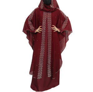 Servicios OEM, Vestido Abaya Musulmán Personalizado para Mujer, Color Sólido, Ropa Islámica Tradicional Informal, Abaya de Dubái, Poliéster - Product Image 5