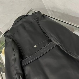 เสื้อโค้ทหนังแกะนำเข้าสำหรับผู้หญิงแจ็กเก็ตสไตล์ยาวพร้อมเข็มขัดสำหรับฤดูใบไม้ผลิ - Product Image 6