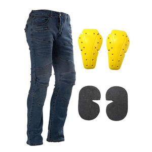 Pantalon de motard en denim bleu respirant et à séchage rapide de haute qualité avec protections amovibles pour les genoux et les hanches pour hommes – Protection moto complète - Product Image 2