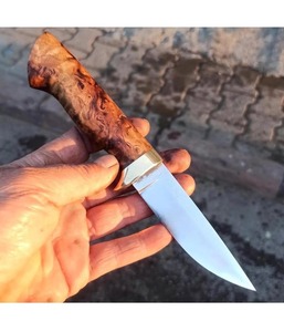 Couteau à lame pointue en acier inoxydable, manche en bois, épaisseur de 0,6 mm, lame simple non réglable, couteau de camping, DIY OEM - Product Image 1