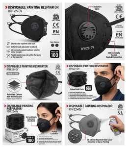 Respirateur jetable anti-poussière Karam FFP2 NR D avec sangle de tête et valve d'expiration pour applications aérospatiales - Product Image 2