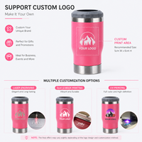 Refroidisseur de canettes de bière en acier inoxydable à double paroi, 4 en 1, 14 oz, avec logo personnalisé, revêtement en poudre, ouvre-bouteille
