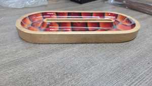 Plateau en bois fait main avec incrustation de résine mosaïque rouge, plat de service décoratif, organisateur polyvalent moderne pour Diwali et mariage, amovible - Product Image 2