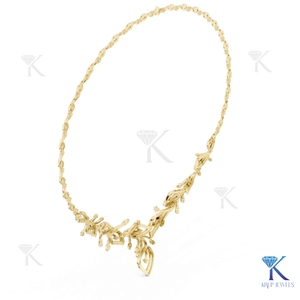 Lab Grown Diamond Botanical <b>Leaf</b> Statement Necklace KRUP JEWELS 14K/18K Solid Gold Brilliant Cut Pave Floral Bridal Gift <b>Jewelry</b> - Product Image 6