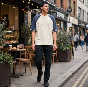 ONETEN APPARELS Men's <b>Raglan</b> <b>Sleeve</b> Knitted <b>T</b>-<b>Shirt</b> O-Neck Regular Fit 100% Cotton Eco-Friendly Casual Tee - Product Image 6