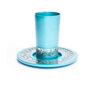 Silver Stainless Steel Kiddush Cup and Saucer Hammer Work <b>Goblet</b> Cup With Tray & Shiny Polished Unique <b>Wine</b> <b>Goblet</b> - Product Image 3