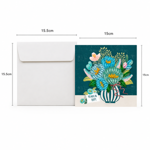 Wholesale Vietnam Quilling Card Elegant Blue Flower Vase Design <b>Handmade</b> 3D Greeting Card Envelope Wedding Luxury Floral <b>Paper</b> - Product Image 2