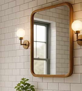 Espejo de Baño de Madera Maciza Hecho a Mano – Espejo de Pared Rústico con Marco de Madera, Decoración Rústica y Moderna - Product Image 1