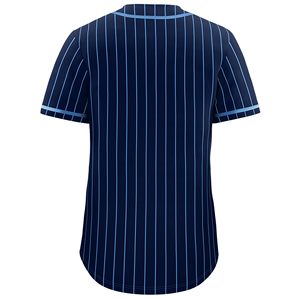 Men's Navy Blue Striped <b>Baseball</b> Jersey Short Sleeve Button Front Breathable Mesh 100% Polyester Regular Fit All Seasons Apparel - Product Image 2