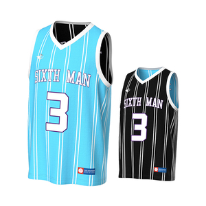 Maillot de basket-ball rayé personnalisé sublimé pour hommes, sans manches, col en V - Product Image 1