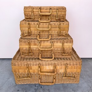 Caja de almacenamiento de viaje con asa, maleta de ratán tejido, precio económico, precio al por mayor, juego de maletas. - Product Image 2