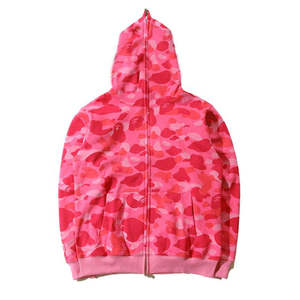 Unisex 100% Cotton Bapeed Shark <b>Camo</b> Zip-Up Outfit Original Edition Double <b>Cap</b> Sweatshirt Hoodie 1:1 Embroidered Loose - Product Image 5