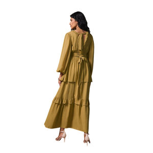 Vestido largo informal con cuello cuadrado y estampado floral para mujer, uso diario - Product Image 3