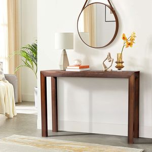 Table console en pin de style traditionnel de 46 pouces, table d'entrée étroite en noyer pour salon, couloir, table de canapé pour entrée - Product Image 6