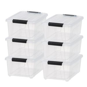 Confezione da 6 contenitori in plastica con coperchi - 13,5 Qt. Contenitori Impilabili per Organizzazione Casa e Garage, Contenitori di Stoccaggio Resistenti - Product Image 1