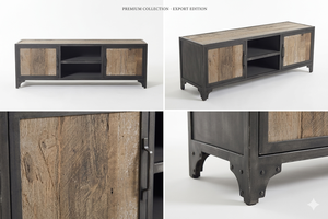 Meuble TV et commode Arcana en teck massif sur mesure avec 4 tiroirs, écologique, pour chambre et salon, mobilier de luxe - Product Image 6