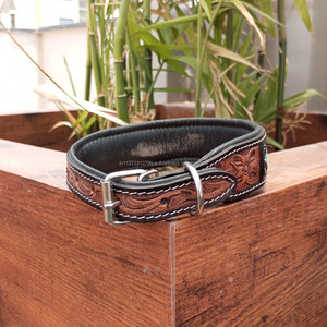 Collier pour chien de luxe fait main, style western authentique, multi-perles, cuir véritable avec rembourrage, durable, personnalisable, réglable, pour l'entraînement - Product Image 5