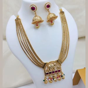 JewelEMarket Premium Pota Stone Pearl Designer Necklace Set Gold Plated Traditional Bridal Festive Ethnic Jewellery for Women - Product Image 3
