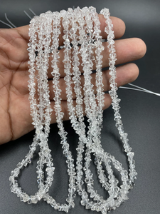 Perles de pierres précieuses en quartz diamant Herkimer blanc clair AAA+ naturel, pépites brutes de 16 pouces pour bagues de mariage et de fiançailles - Product Image 3