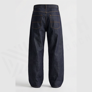 High Waist Wide Leg Dark Wash <b>Denim</b> Jeans Men Loose Fit Cotton Casual Autumn Style Pants - Product Image 2