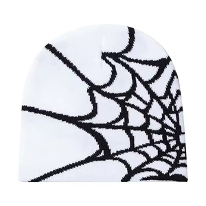 Gorro de Punto Acrílico Unisex con Diseño de Araña Jacquard, sin Puño, Gorro de Invierno Corto de Acrílico con Logotipo Personalizado al por Mayor para Hombre - Product Image 2