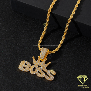 จี้เพชรโมอิสซาไนต์ทรงตัวอักษร BOSS สุดพิเศษ ทำจากเงินแท้ 925 สร้อยคอหรูหราสไตล์ฮิปฮอป ของขวัญสำหรับผู้ชายและผู้หญิง - Product Image 2
