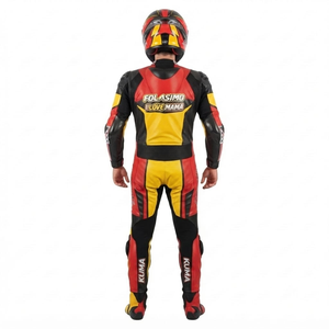 Combinaison de course premium pour homme 1 pièce en cuir de vache véritable/cuir de kangourou, style MotoCP, avec protections niveau 2 - Product Image 2