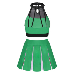 Uniforme de cheerleading scolaire personnalisé pour femme, en tissu polyester Dry Fit, haut dos nageur et jupe trapèze, costume de danse moderne pour équipe 2026 - Product Image 4