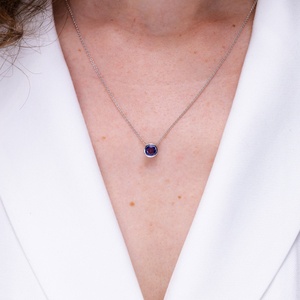 14K 18K Pure <b>Gold</b> Round Cut Bezel Set Casual Wear Tanzanite Gemstone <b>Pendant</b> Link Chain Necklace Custom Made Office Wear <b>Pendant</b> - Product Image 6