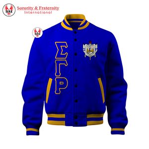 Chaqueta de Béisbol Varsity de Color Sólido con Diseño Moderno Sigma Gamma Rho, Chaqueta Varsity Americana Personalizada para Invierno - Product Image 3