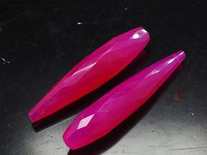 ลูกปัดหินชาลเซโดนีสีชมพูสดทรงหยดน้ำเหลี่ยมเพชรพลอย ยาว 35 มม. สำหรับทำเครื่องประดับต่างหู หินหลวม ขายส่ง PME - Product Image 3