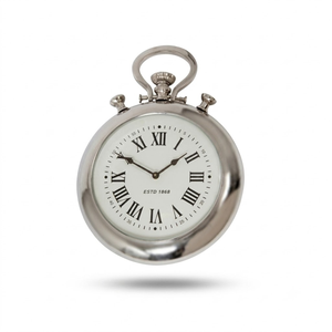 Vintage Silver Pocket Watch Style Table <b>Clock</b> Roman Numeral Decorative Metal Desk <b>Clock</b> Classic Home Office Mantel Decor Gift - Product Image 4