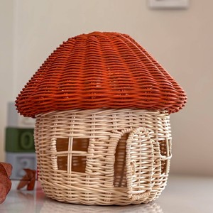 Maisons de jeu en bois, maison champignon en rotin, jouets sur le thème de la forêt pour la décoration et les jeux de rôle - Product Image 3