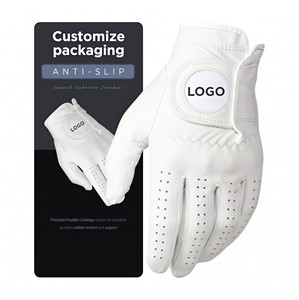 <b>Top</b> Quality Cabretta <b>Leather</b> Golf Gloves <b>White</b> Genuine Premium Breathable Non Slip Custom Logo OEM Packaging Left Hand Men Sport - Product Image 5