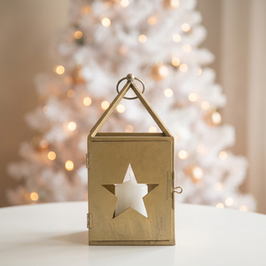 Lanternes porte-bougies en métal pour décorations de Noël en gros, avec découpes étoiles, pour table et sol - Product Image 4