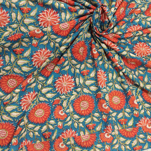 Tela de Algodón Estampada Floral a Mano sin Coser por Metro para Confección de Ropa, Manualidades y Decoración del Hogar - Product Image 6